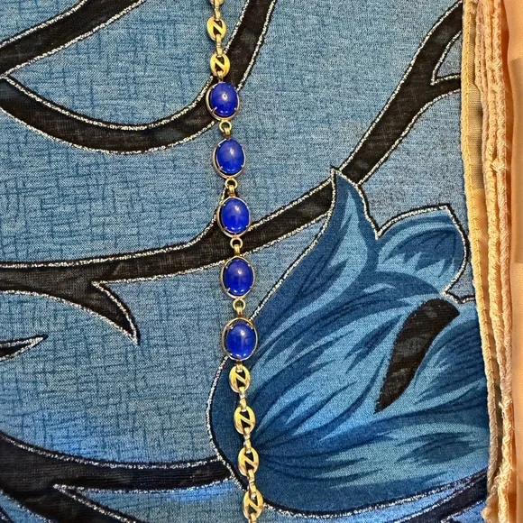 Gold Bracelet with Blue Accents - Picture 2 of 3